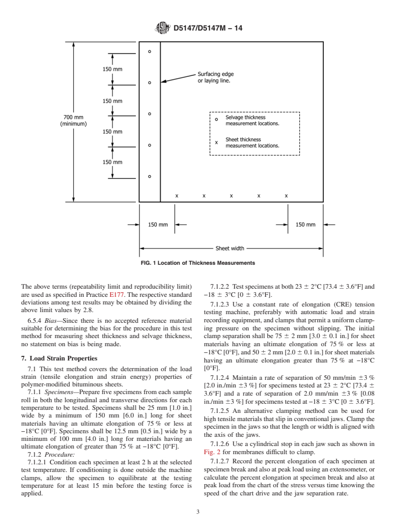 ASTM D5147/D5147M-14 - Standard Test Methods for  Sampling and Testing Modified Bituminous Sheet Material