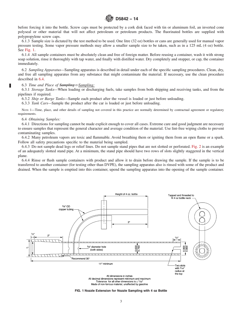 REDLINE ASTM D5842-14 - Standard Practice for Sampling and Handling of Fuels for Volatility Measurement