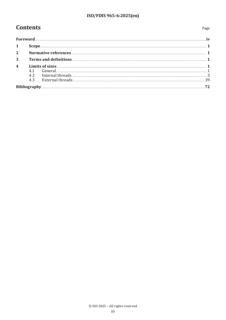 ISO/FDIS 965-6 - ISO general purpose metric screw threads — Tolerances — Part 6: Limits of sizes for internal and external threads (fine and medium tolerance qualities, first and second choices)
Released:8. 04. 2025