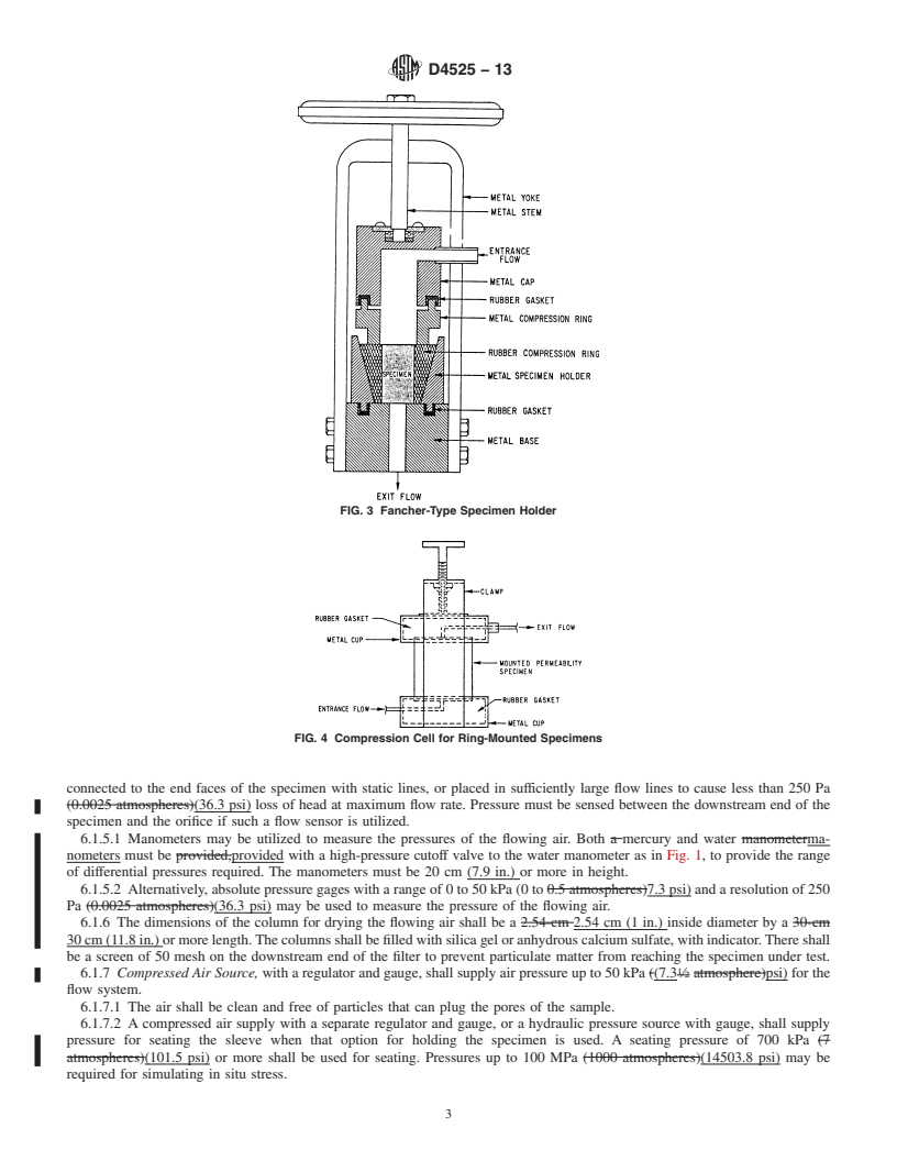 REDLINE ASTM D4525-13 - Standard Test Method for  Permeability of Rocks by Flowing Air