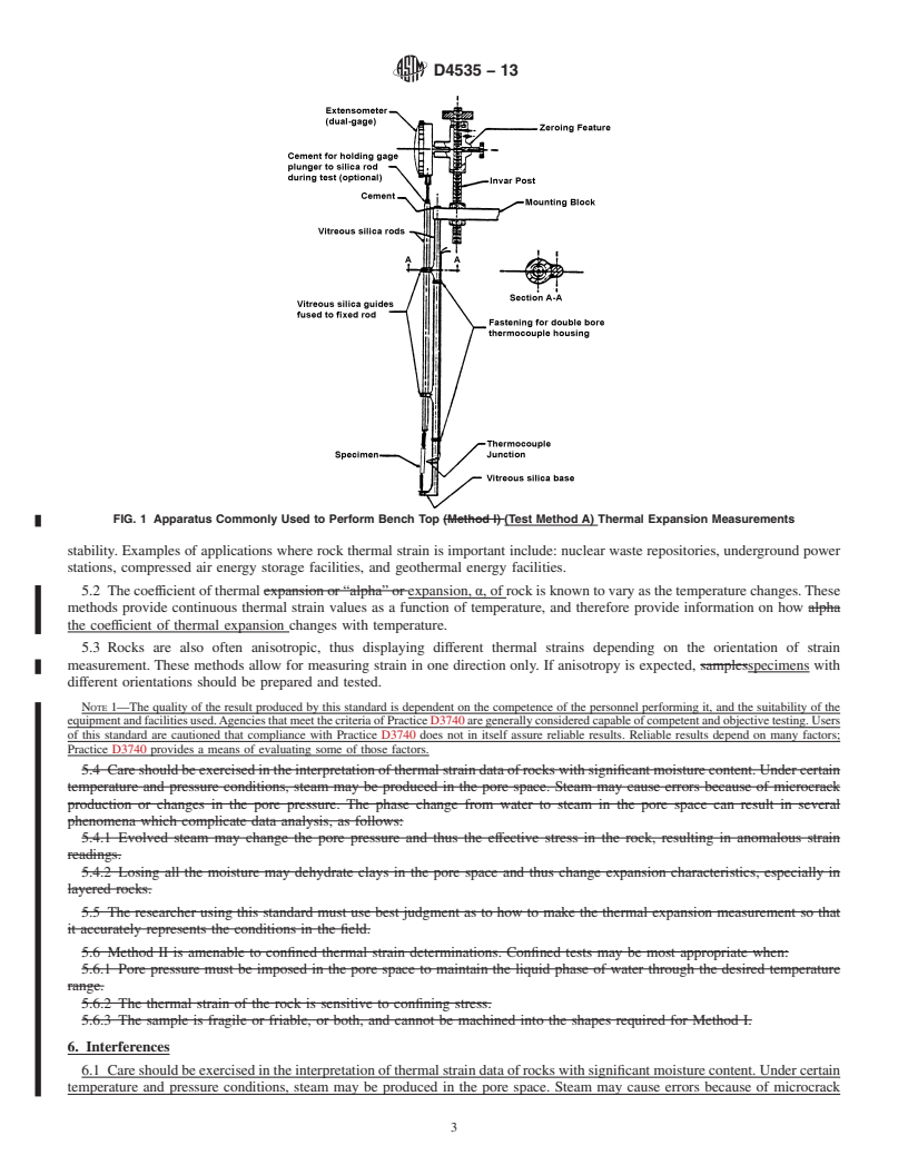 REDLINE ASTM D4535-13 - Standard Test Methods for  Measurement of Thermal Expansion of Rock Using Dilatometer