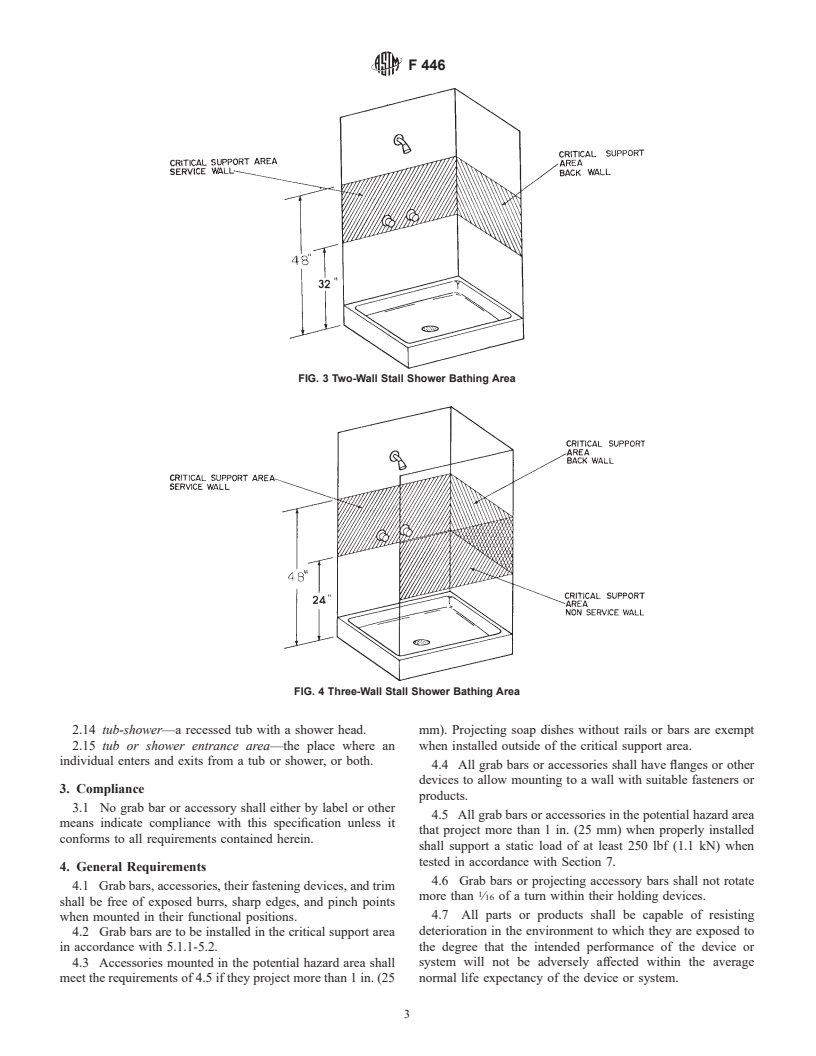 ASTM F446-85(1999) - Consumer Safety Specification for Grab Bars and Accessories Installed in the Bathing Area