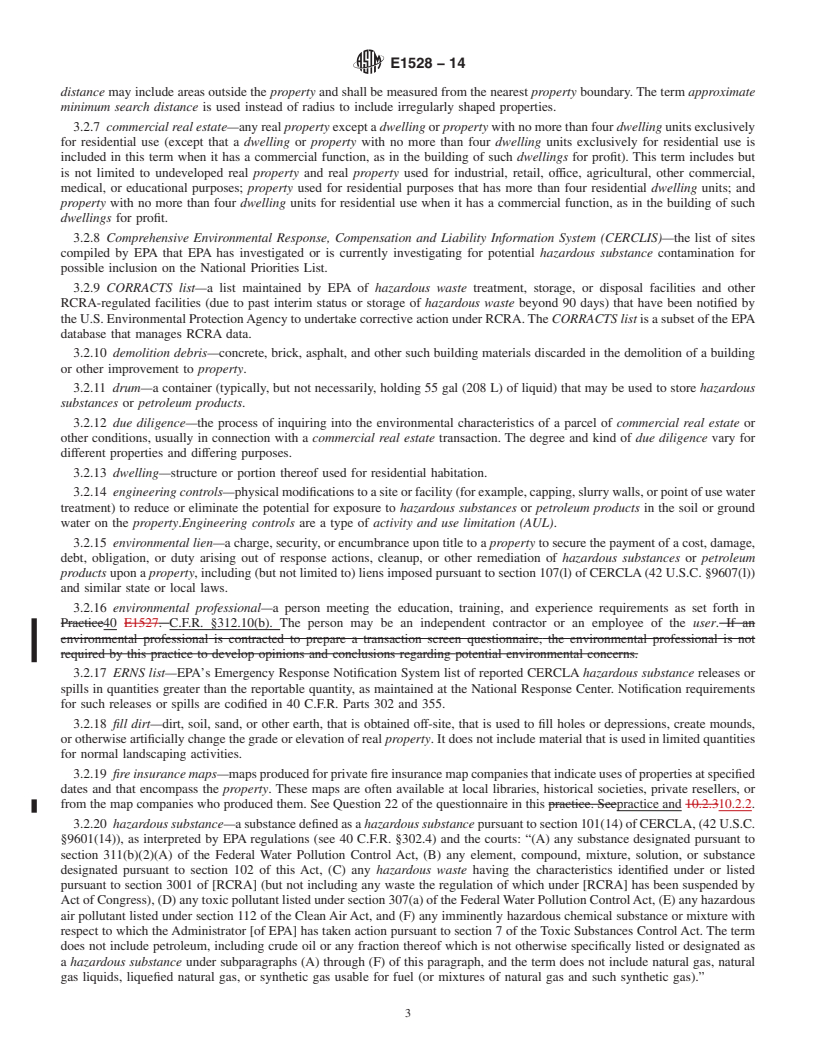 REDLINE ASTM E1528-14 - Standard Practice for  Limited Environmental Due Diligence: Transaction Screen Process