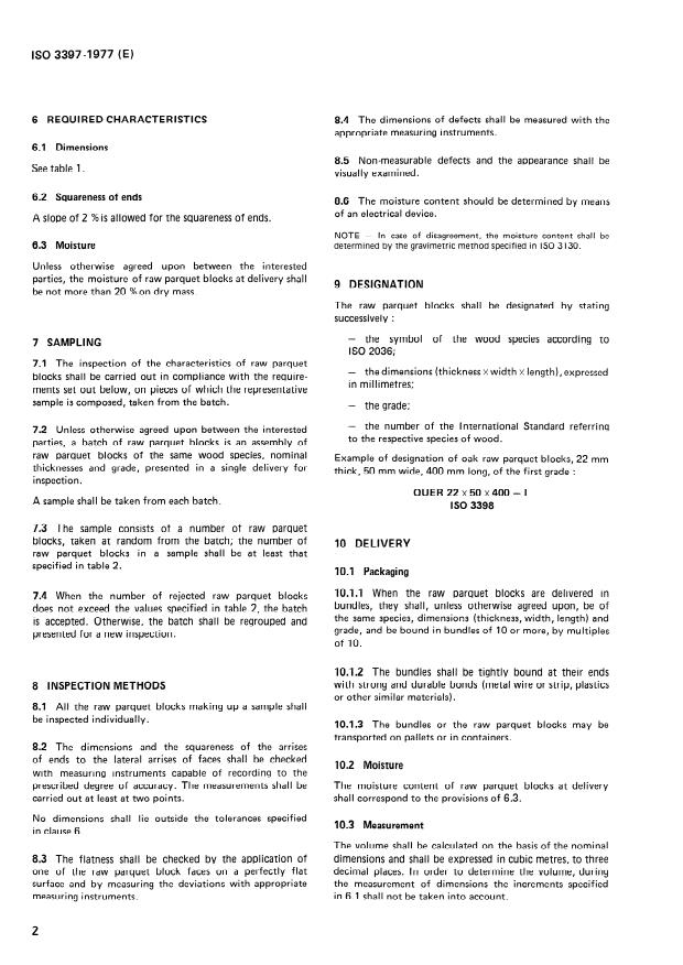 ISO 3397:1977 ISO 3397:1977 - Broadleaved wood raw parquet blocks -- General characteristics - Page 4 preview