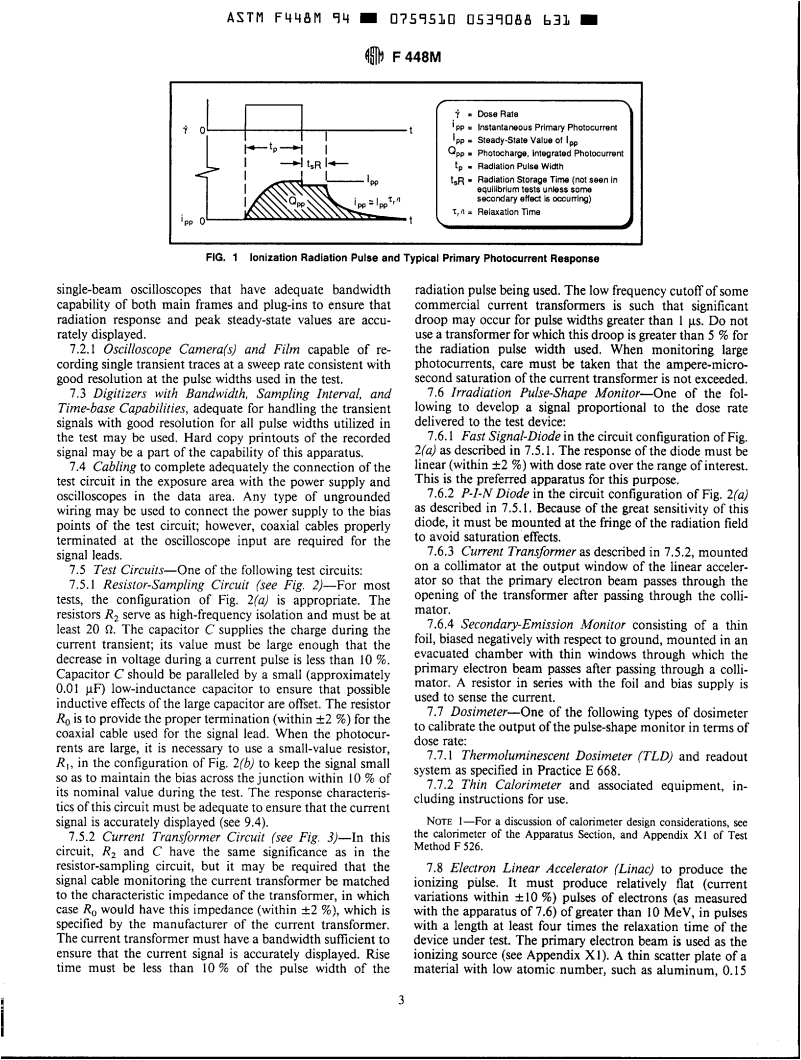 ASTM F448M-94 - Test Method for Measuring Steady-State Primary Photocurrent [Metric] (Withdrawn 1999)