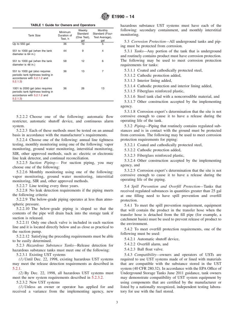 ASTM E1990-14 - Standard Guide for  Performing Evaluations of Underground Storage Tank Systems  for Operational Conformance with 40 CFR, Part 280 Regulations