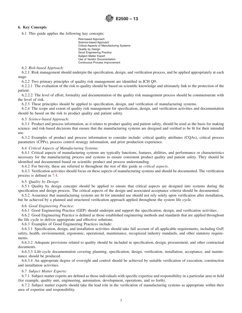 REDLINE ASTM E2500-13 - Standard Guide for  Specification, Design, and Verification of Pharmaceutical and  Biopharmaceutical Manufacturing Systems and Equipment