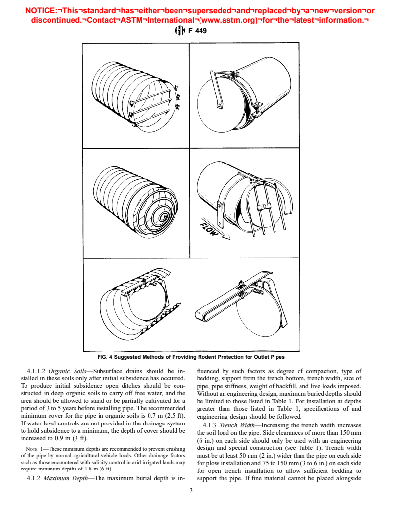 ASTM F449-97 - Standard Practice for Subsurface Installation of Corrugated Polyethylene Pipe for Agricultural Drainage or Water Table Control