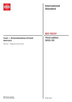 ISO 15237:2025 ISO 15237:2025 - Coal — Determination of total mercury
Released:9. 05. 2025 - Page 1 preview
