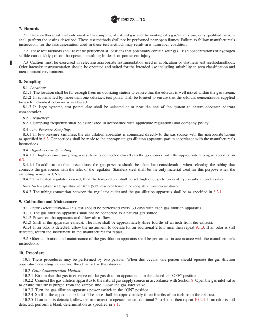 REDLINE ASTM D6273-14 - Standard Test Methods for  Natural Gas Odor Intensity