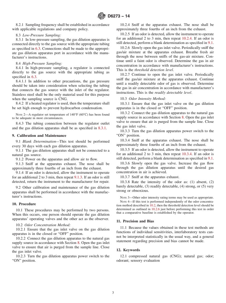 ASTM D6273-14 - Standard Test Methods for  Natural Gas Odor Intensity