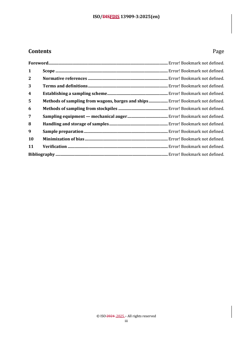 REDLINE ISO/FDIS 13909-3 - Coal and coke — Mechanical sampling — Part 3: Sampling of coal from stationary lots
Released:26. 03. 2025