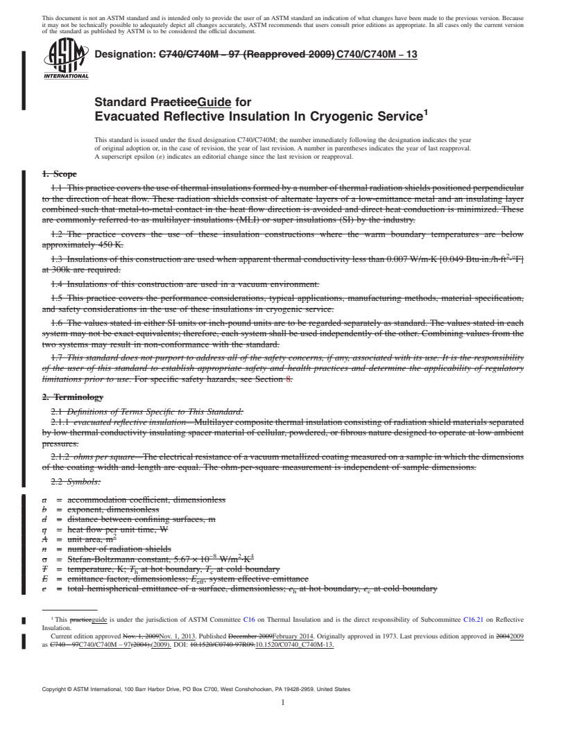 REDLINE ASTM C740/C740M-13 - Standard Guide for  Evacuated Reflective Insulation In Cryogenic Service