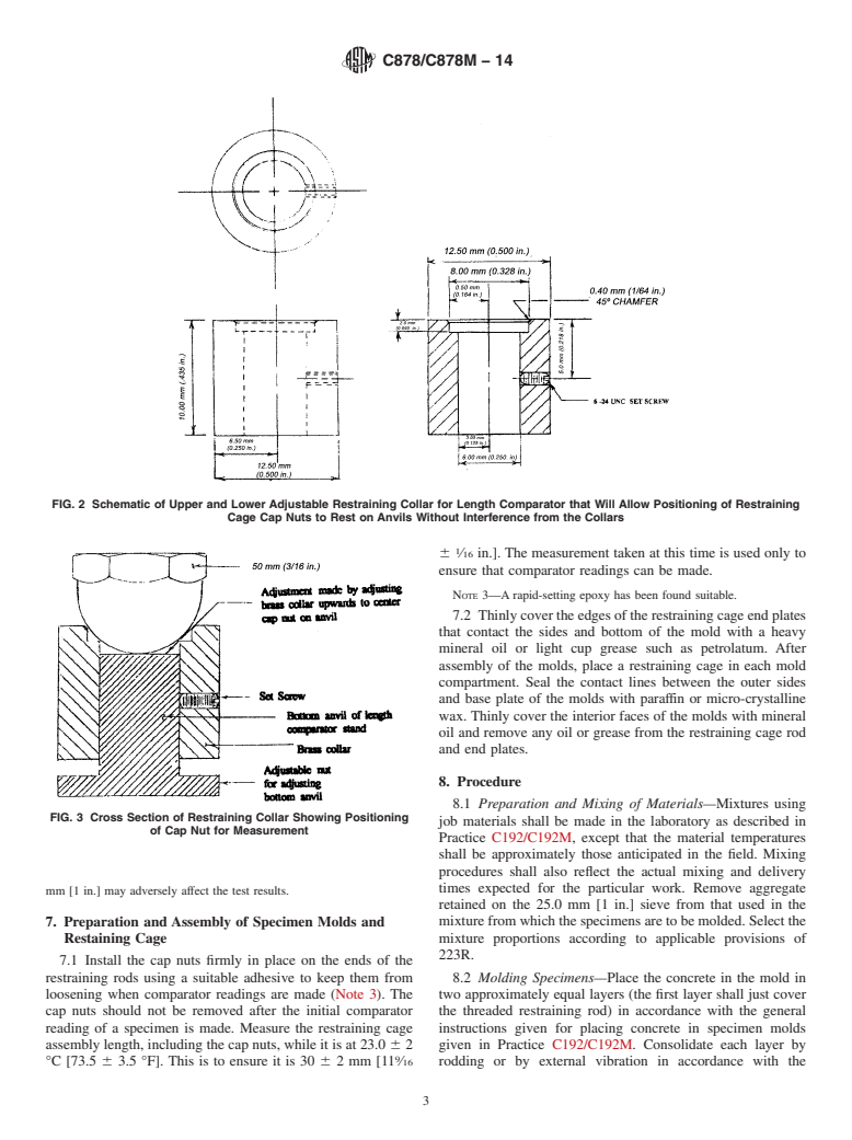 ASTM C878/C878M-14 - Standard Test Method for  Restrained Expansion of Shrinkage-Compensating Concrete