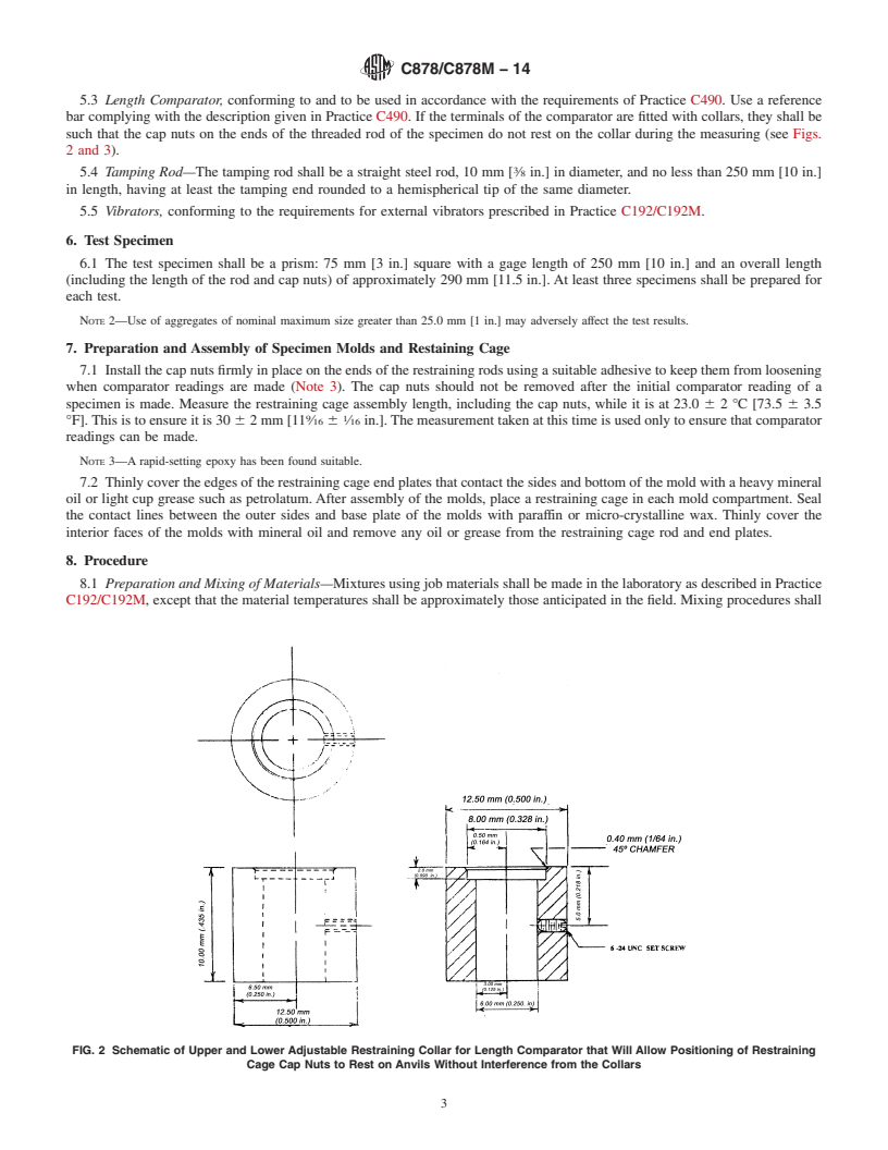 REDLINE ASTM C878/C878M-14 - Standard Test Method for  Restrained Expansion of Shrinkage-Compensating Concrete