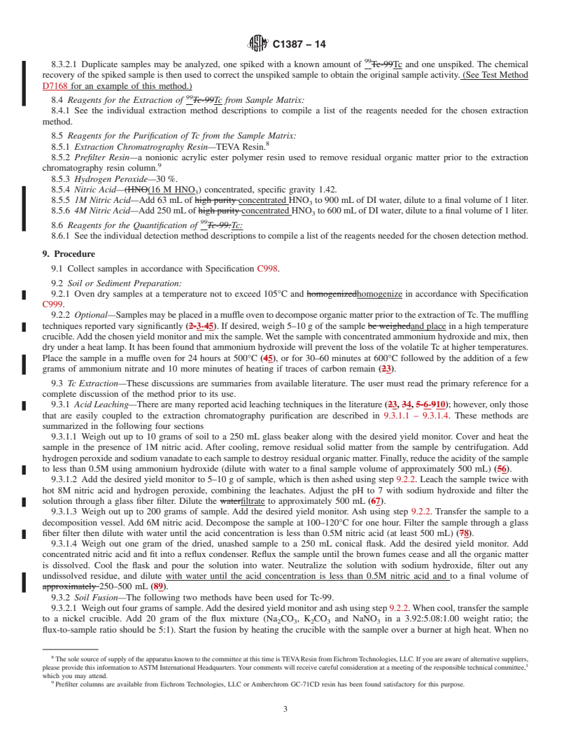 REDLINE ASTM C1387-14 - Standard Guide for  the Determination of Technetium-99 in Soil