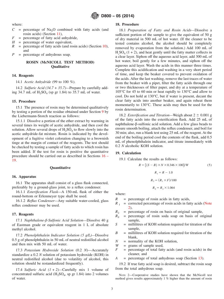 ASTM D800-05(2014) - Standard Test Methods of  Chemical Analysis of Industrial Metal Cleaning Compositions (Withdrawn 2023)