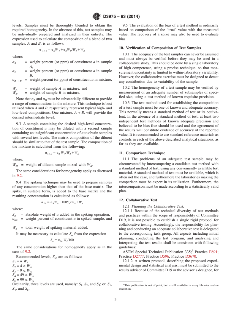 ASTM D3975-93(2014) - Standard Practice for  Development and Use &#40;Preparation&#41; of Samples for Collaborative  Testing of Methods for Analysis of Sediments