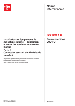 ISO 16904-2:2024 ISO 16904-2:2024 - Installations et équipements de gaz naturel liquéfié — Conception et essais des systèmes de transfert marins — Partie 2: Conception et essais des flexibles de transfert
Released:30. 01. 2024 - Page 1 preview