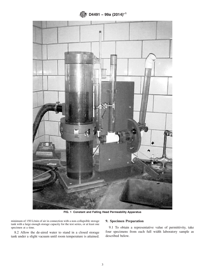 ASTM D4491-99a(2014)e1 - Standard Test Methods for  Water Permeability of Geotextiles by Permittivity