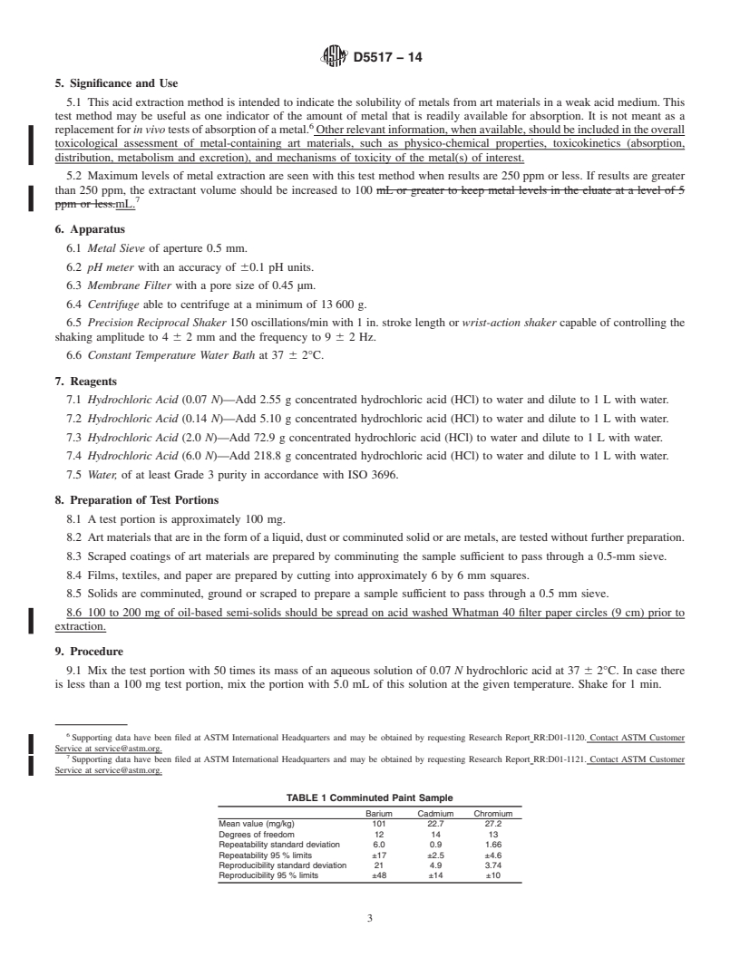 REDLINE ASTM D5517-14 - Standard Test Method for Determining Extractability of Metals from Art Materials