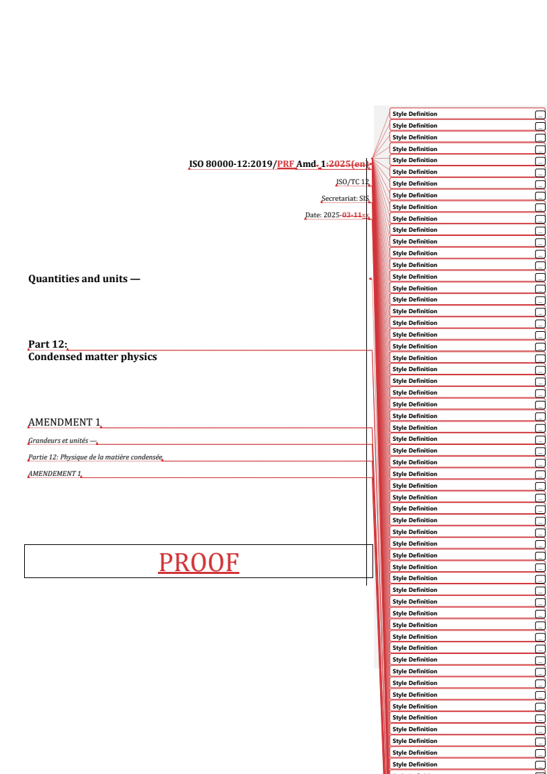 REDLINE ISO 80000-12:2019/PRF Amd 1 - Quantities and units — Part 12: Condensed matter physics — Amendment 1
Released:26. 03. 2025