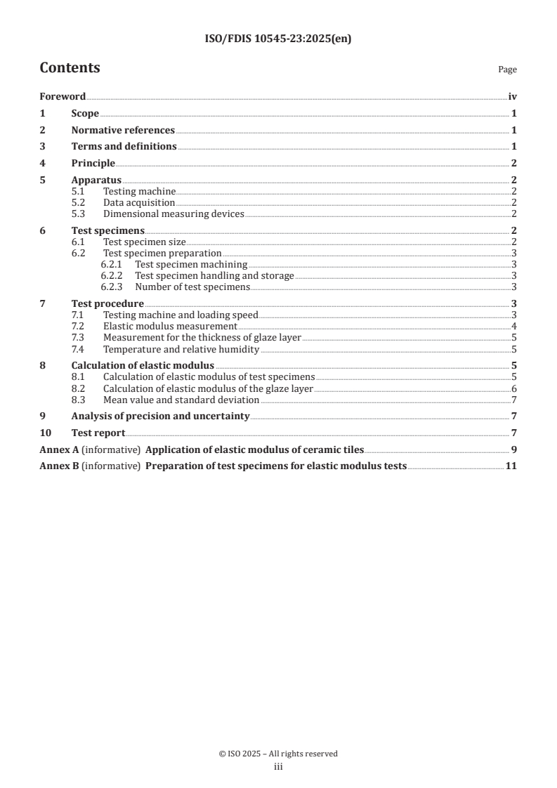 ISO/FDIS 10545-23 - Ceramic tiles — Part 23: Determination of elastic modulus for glazed and unglazed ceramic tiles, substrate and glaze layer
Released:5. 03. 2025