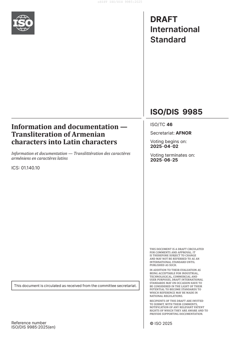 ISO/DIS 9985:2025