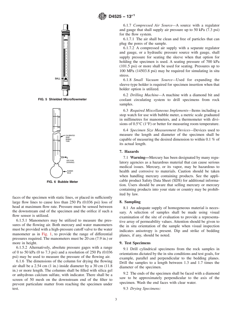 ASTM D4525-13e1 - Standard Test Method for  Permeability of Rocks by Flowing Air