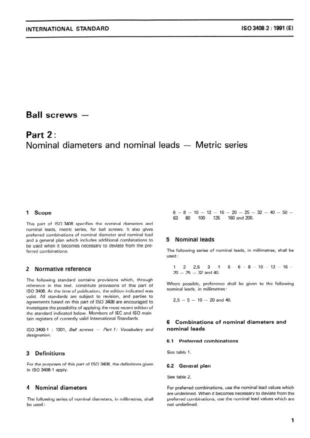 ISO 3408-2:1991 - Ball screws