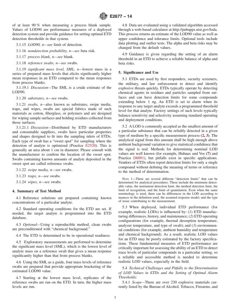 ASTM E2677-14 - Standard Test Method for Determining Limits of Detection in Explosive Trace Detectors