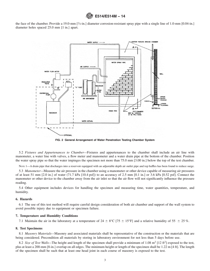 REDLINE ASTM E514/E514M-14 - Standard Test Method for  Water Penetration and Leakage Through Masonry