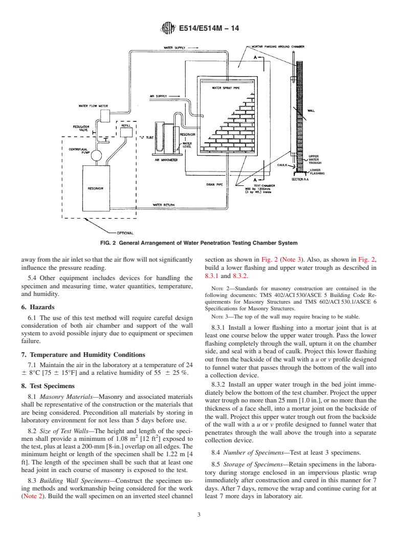 ASTM E514/E514M-14 - Standard Test Method for  Water Penetration and Leakage Through Masonry