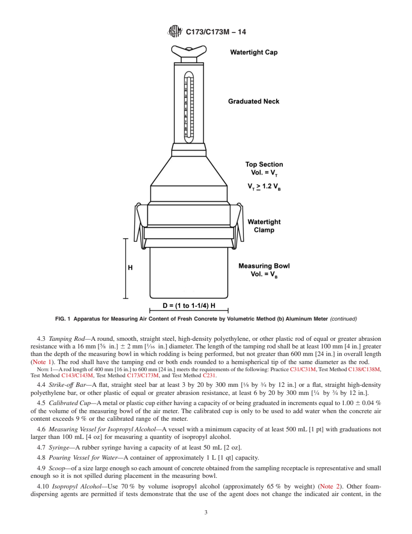 REDLINE ASTM C173/C173M-14 - Standard Test Method for  Air Content of Freshly Mixed Concrete by the Volumetric Method