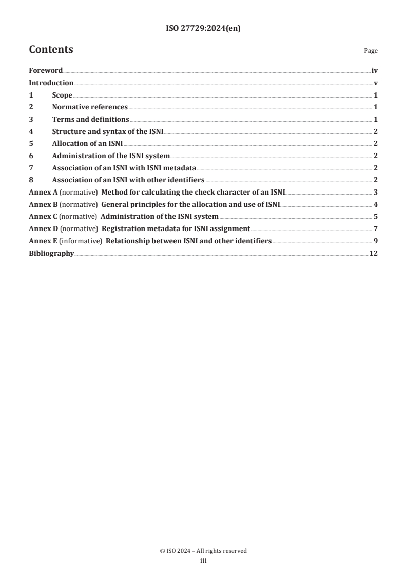 ISO 27729:2024 - Information and documentation — International standard name identifier (ISNI)
Released:11/11/2024