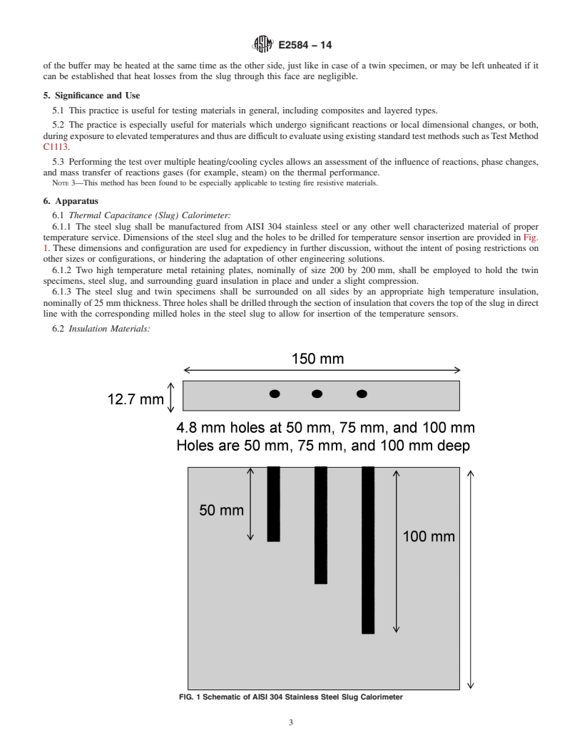 REDLINE ASTM E2584-14 - Standard Practice for  Thermal Conductivity of Materials Using a Thermal Capacitance  &#40;Slug&#41; Calorimeter