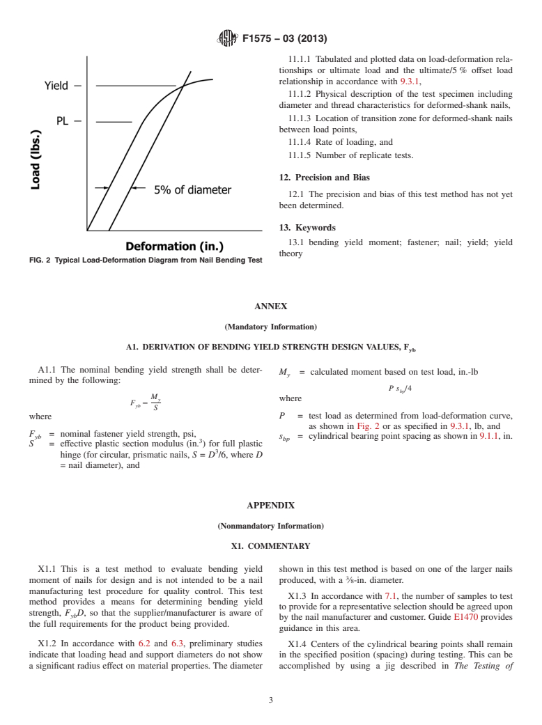 ASTM F1575-03(2013) - Standard Test Method for  Determining Bending Yield Moment of Nails