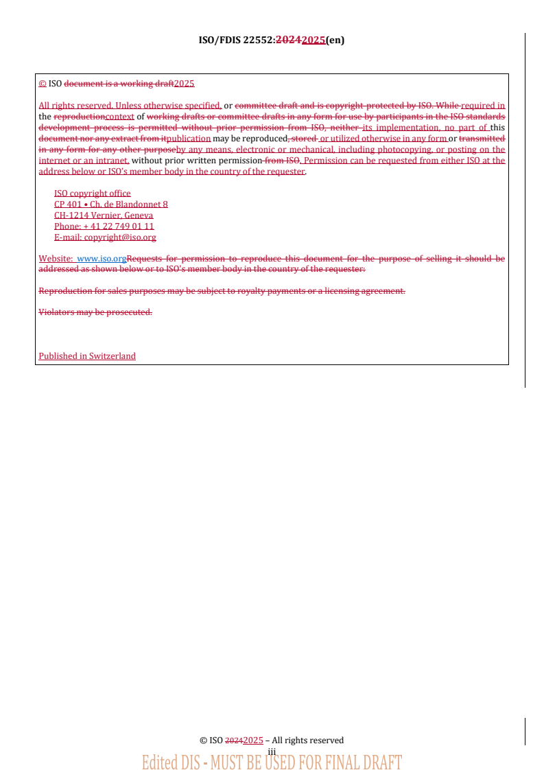 REDLINE ISO/FDIS 22552 - Space systems — Manufacturing readiness review
Released:30. 04. 2025