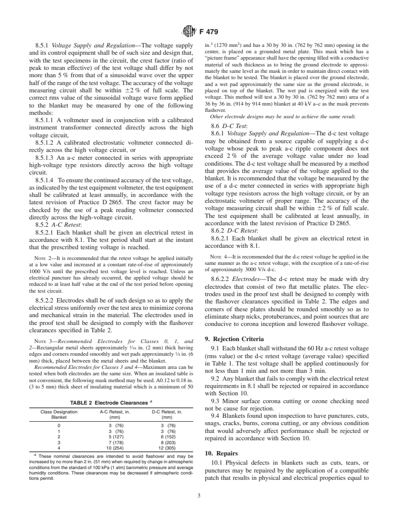 ASTM F479-95(2001) - Standard Specification for In-Service Care of Insulating Blankets