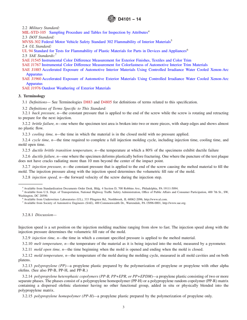 REDLINE ASTM D4101-14 - Standard Specification for  Polypropylene Injection and Extrusion Materials