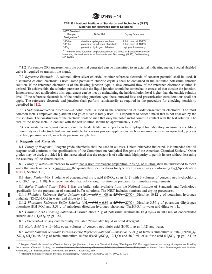 REDLINE ASTM D1498-14 - Standard Test Method for  Oxidation-Reduction Potential of Water