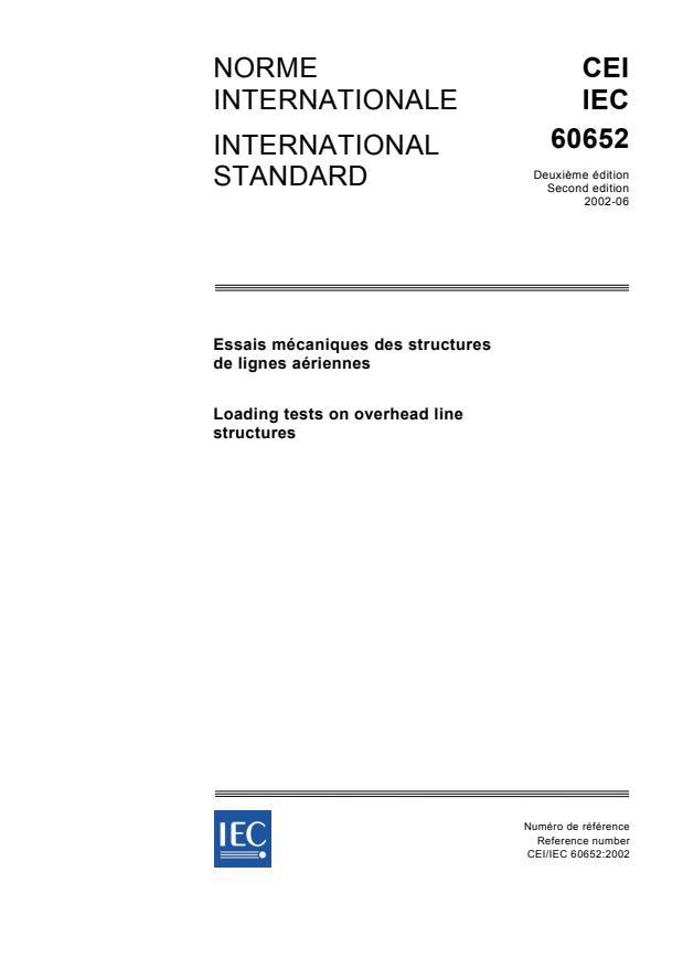 IEC 60652:2002 - Loading tests on overhead line structures