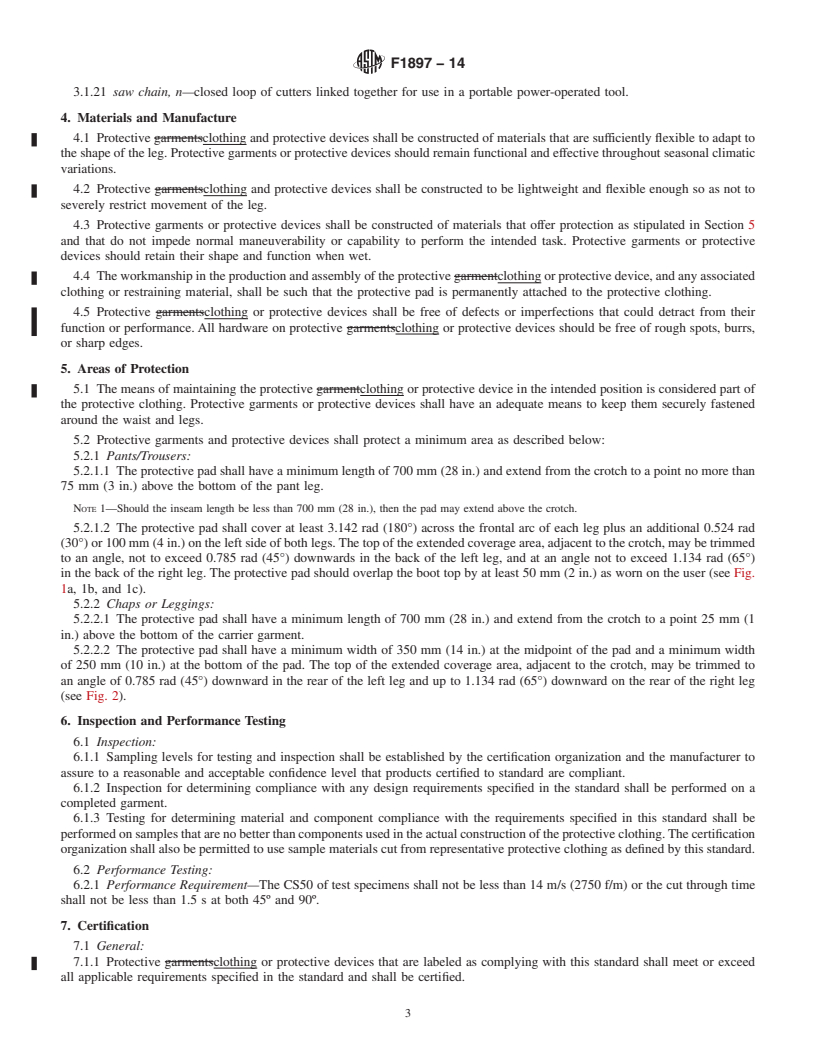 REDLINE ASTM F1897-14 - Standard Specification for  Leg Protection for Chain Saw Users