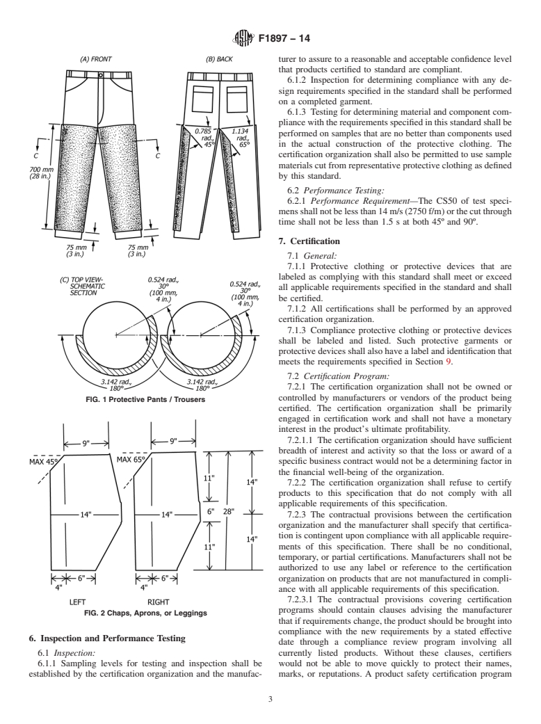 ASTM F1897-14 - Standard Specification for  Leg Protection for Chain Saw Users