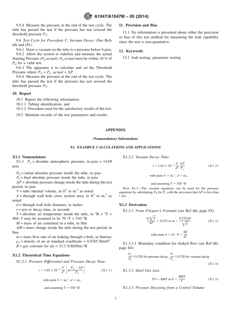 ASTM A1047/A1047M-05(2014) - Standard Test Method for  Pneumatic Leak Testing of Tubing