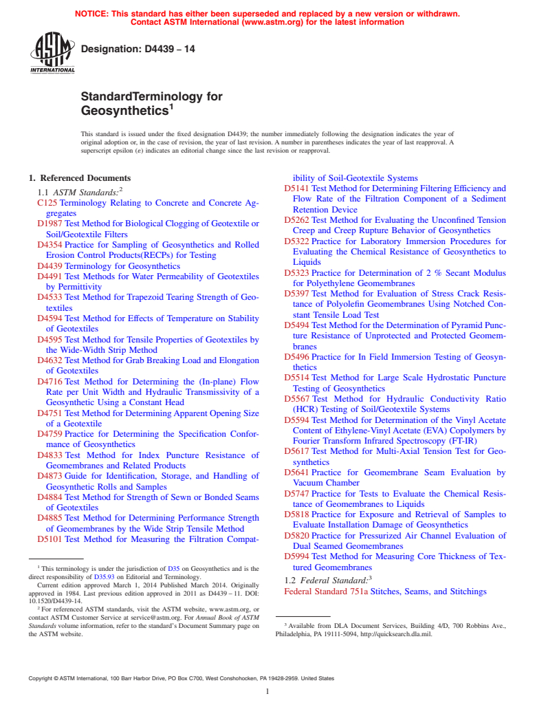 ASTM D4439-14 - Standard Terminology for  Geosynthetics