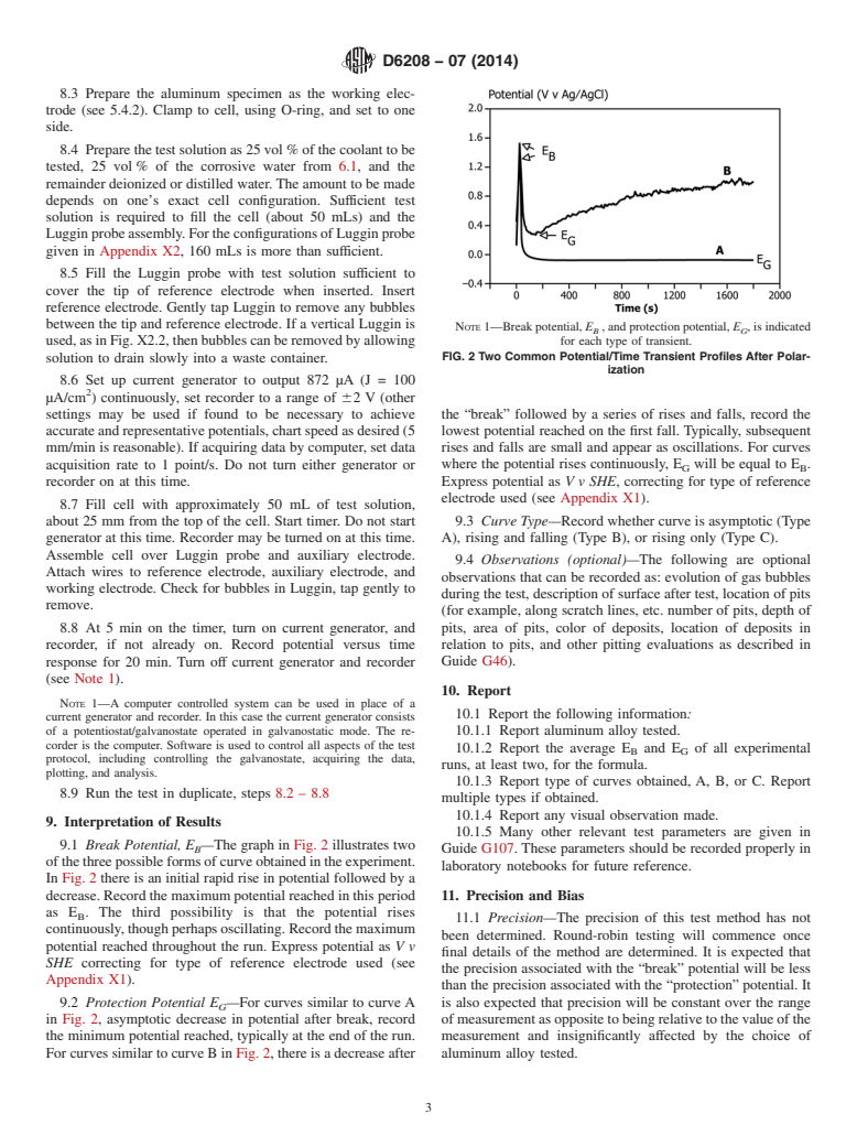 ASTM D6208-07(2014) - Standard Test Method for  Repassivation Potential of Aluminum and Its Alloys by Galvanostatic  Measurement