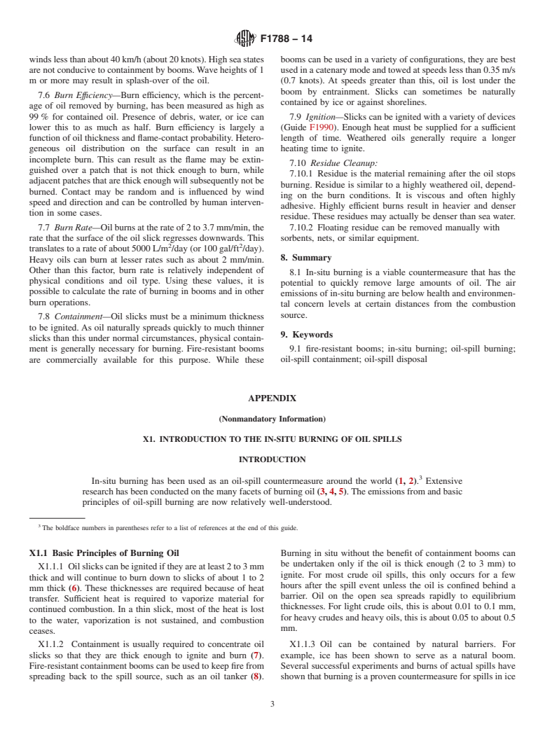 ASTM F1788-14 - Standard Guide for  In-Situ Burning of Oil Spills on Water: Environmental and Operational  Considerations