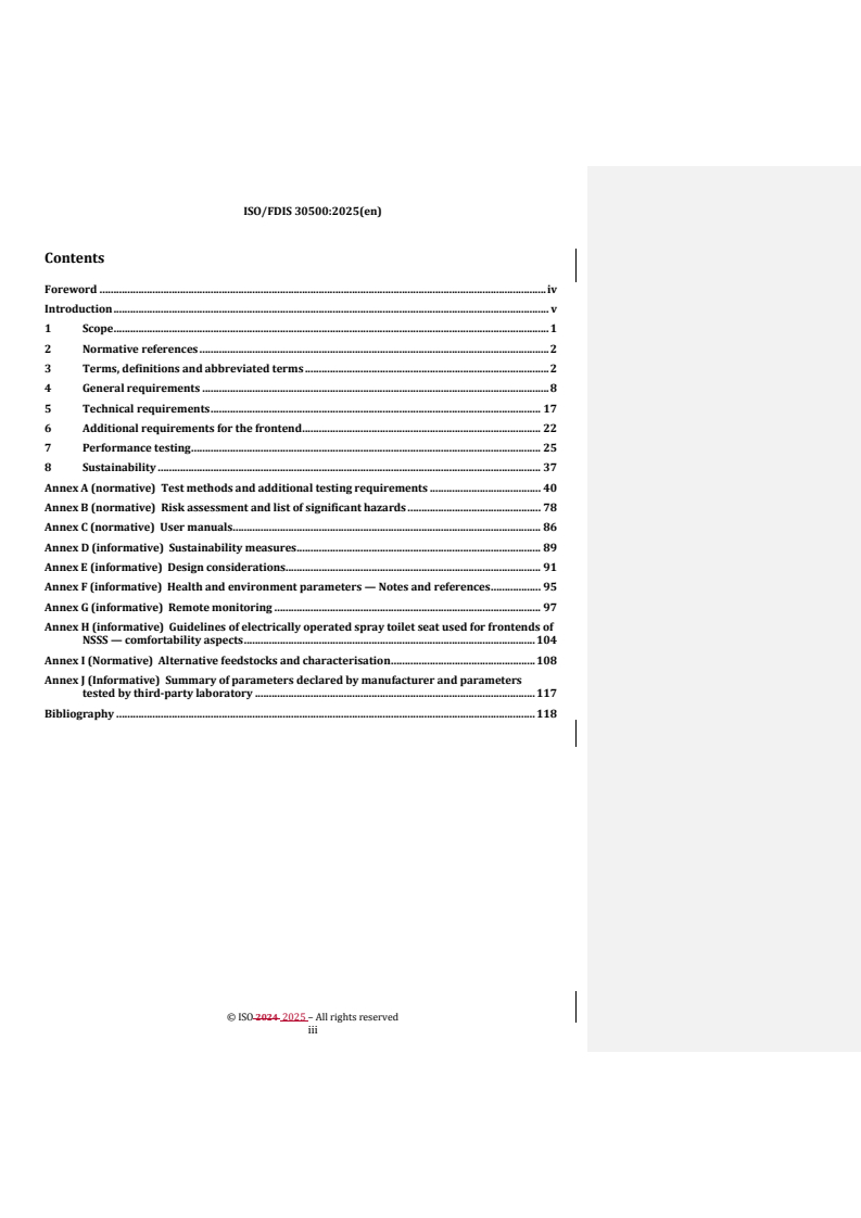 REDLINE ISO/FDIS 30500 - Non-sewered sanitation systems — Prefabricated integrated treatment units — General safety and performance requirements for design and testing
Released:3. 04. 2025