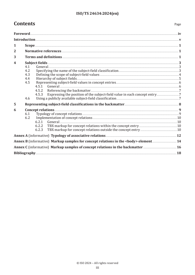 ISO/TS 24634:2024 - Management of terminology resources — TermBase eXchange (TBX)-compliant representation of concept relations and subject fields
Released:10/31/2024